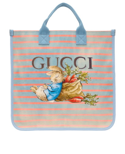 X Peter Rabbit Striped Tote, &pound;450, Handbags, Blue/Orange, Canvas, Front view